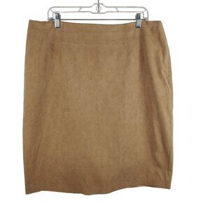 Chico's Pencil Skirt 3 US 16 Perforated cheetah Micro Suede‎ Back Slit Side Zip